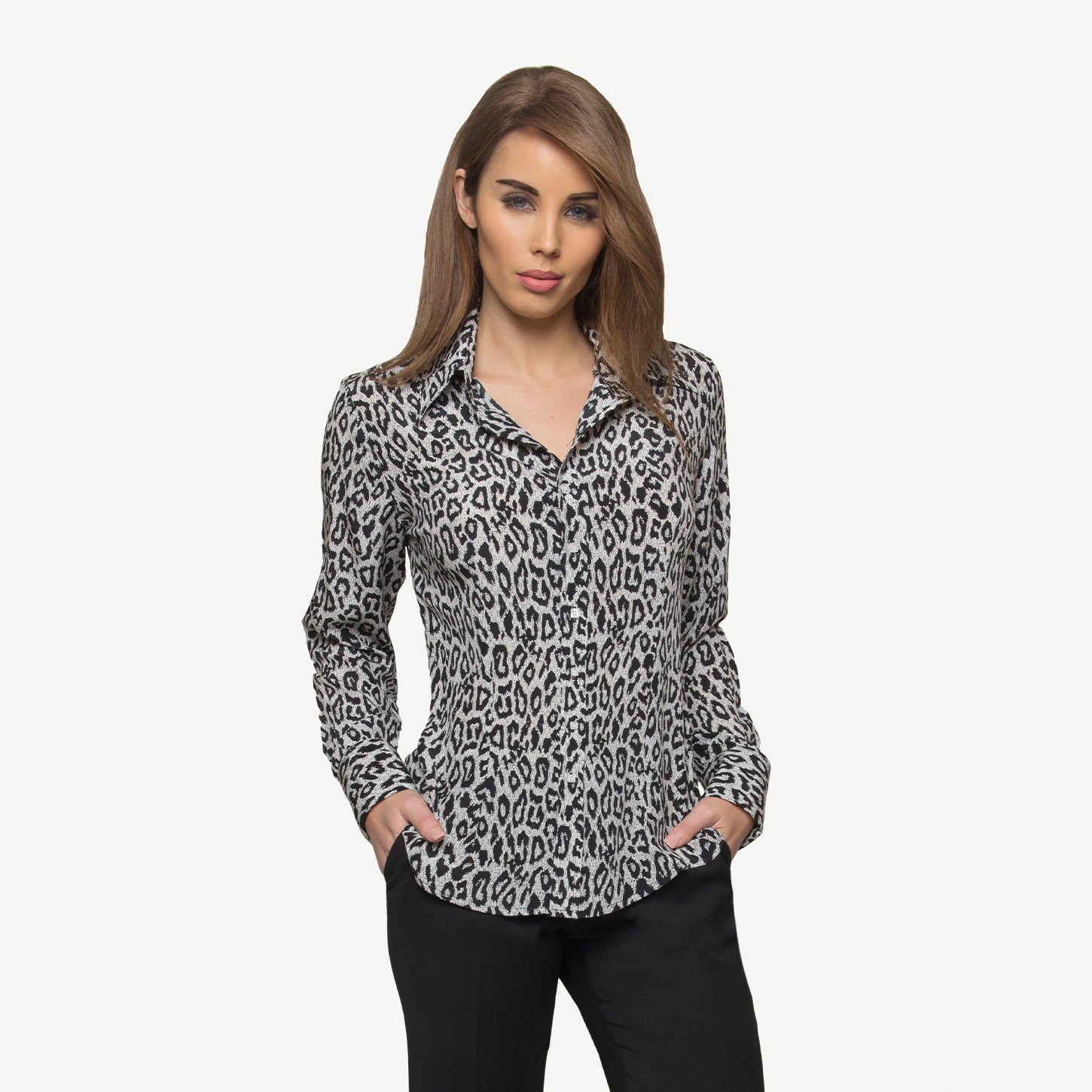 LEOPARD SPEC SILK BLOUSE – Cubec Clothing - Main Image