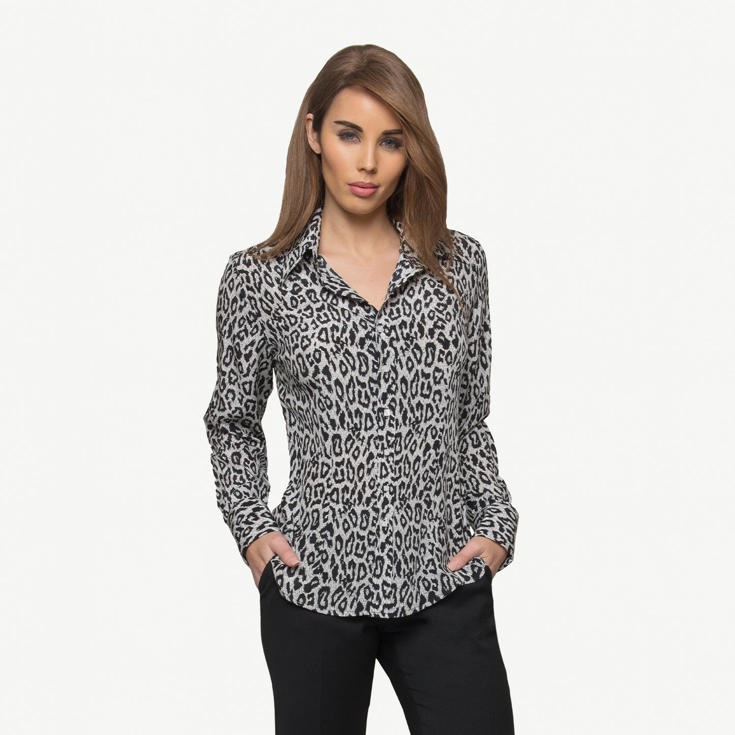 LEOPARD SPEC SILK BLOUSE