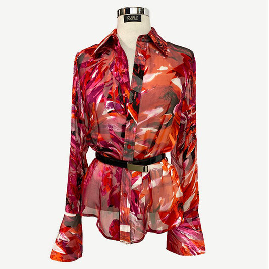 RUBY RED SILK BLOUSE