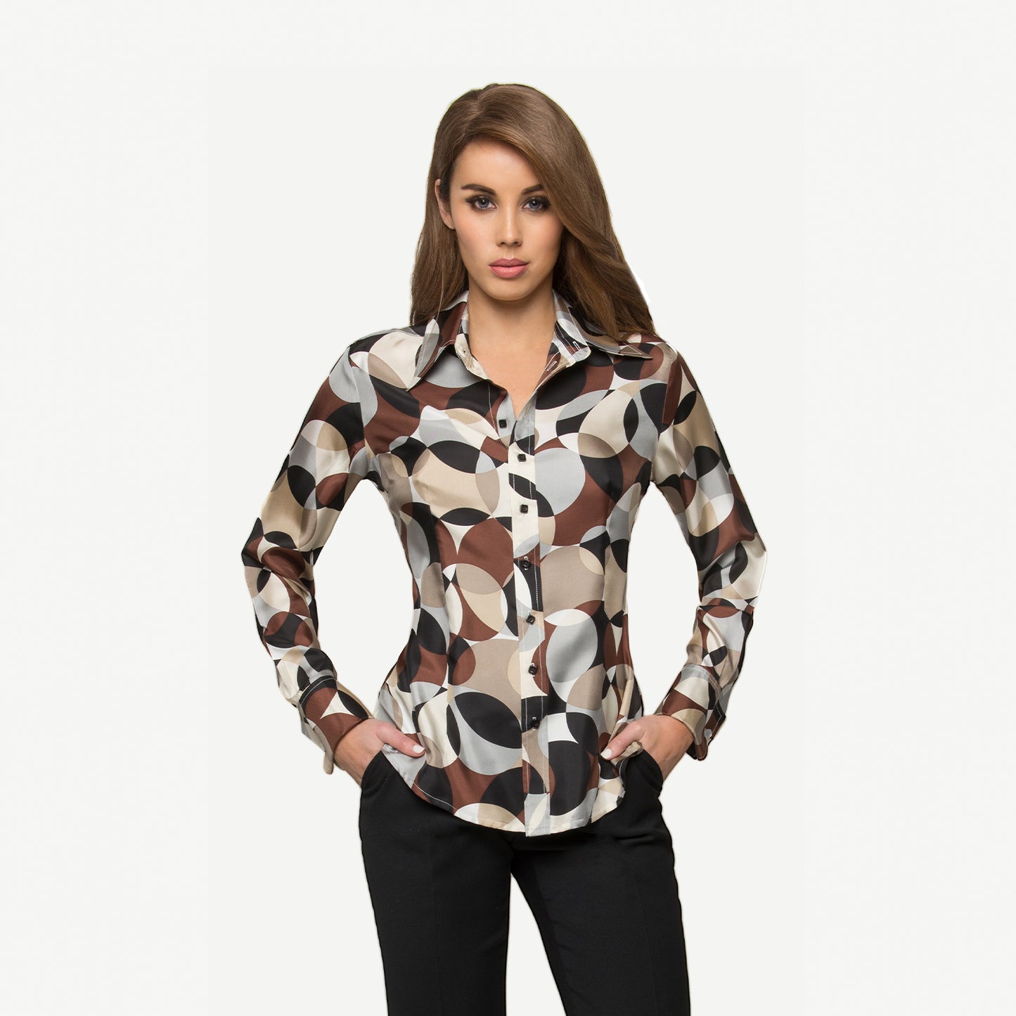 CHOCOLATE CIRCLE SILK BLOUSE