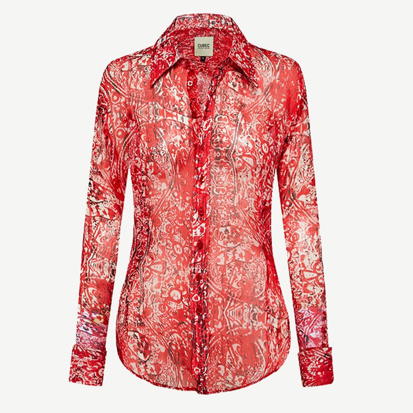 RED TWIST SILK BLOUSE