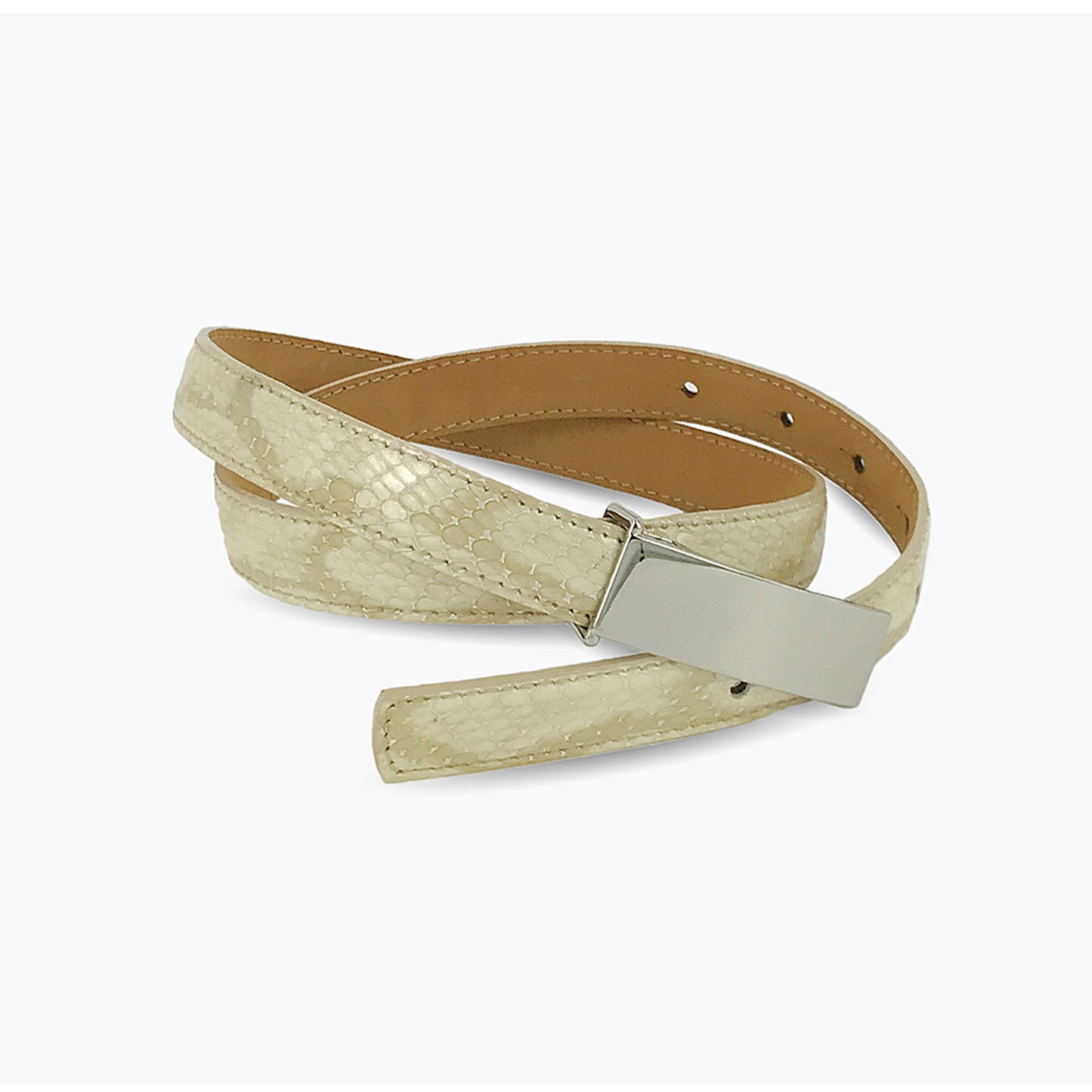 CREAM SNAKE LEATHER BELT