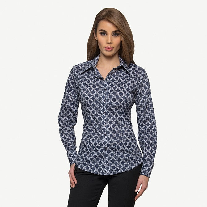 NAVY LINK COTTON SHIRT