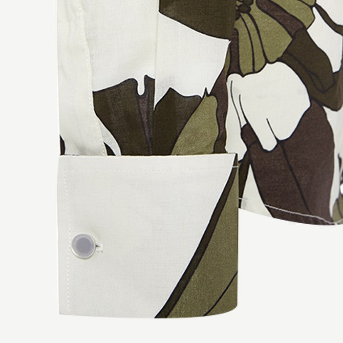 OLIVE FLOWER COTTON SHIRT