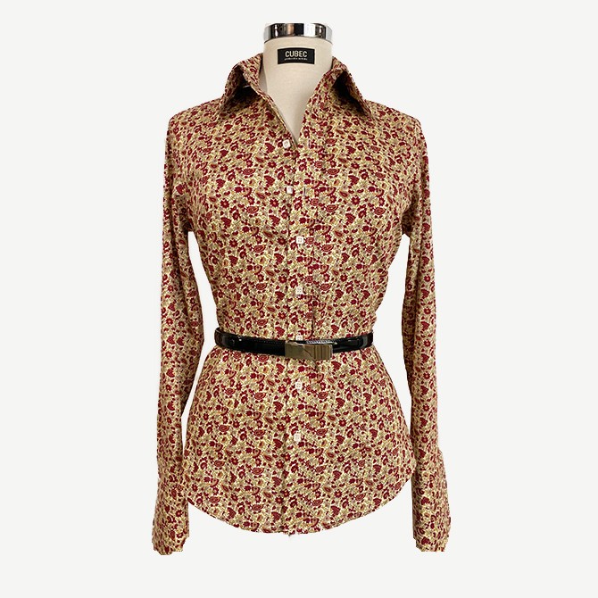 WINE FLOWER COTTON SHIRT