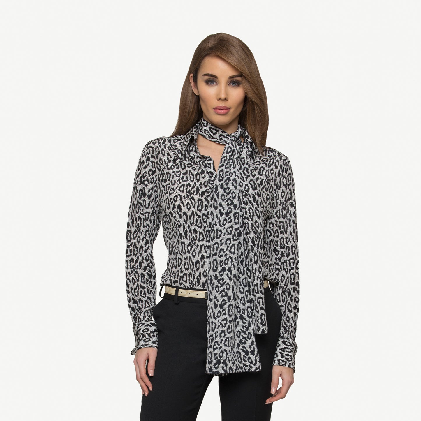 LEOPARD SPEC SILK BLOUSE