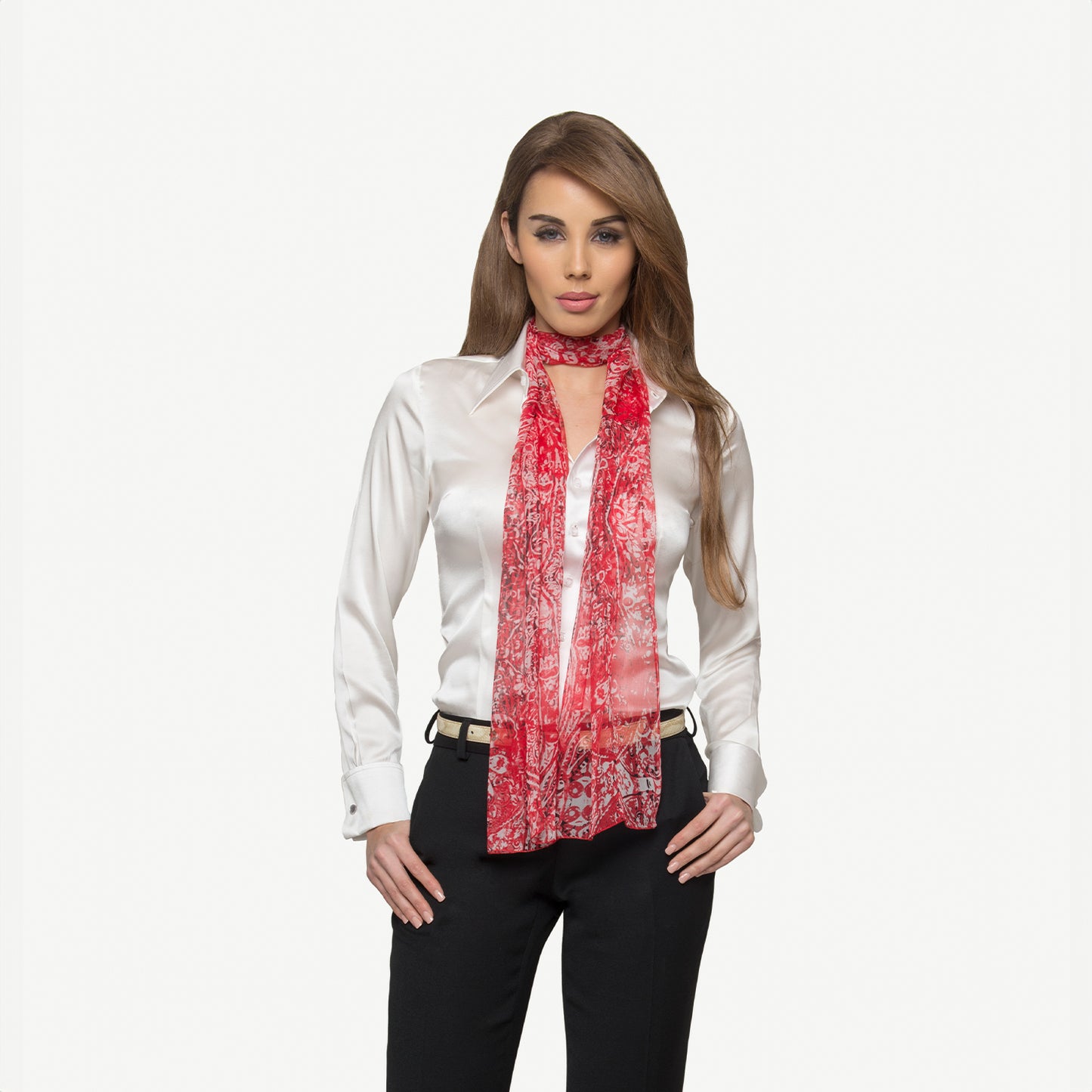 RED TWIST SILK SCARF