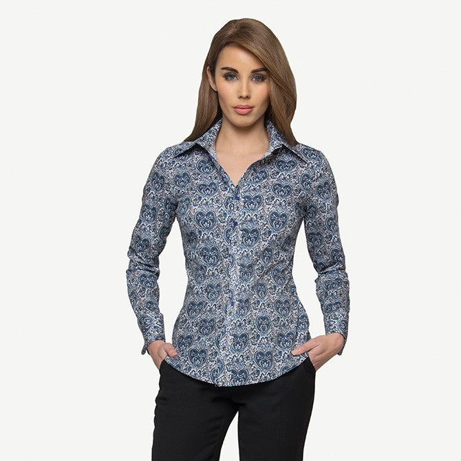 NAVY HEART COTTON SHIRT